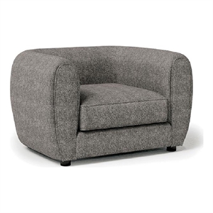 Pemberly Row Tuxedo Sofa Chair in Charcoal Gray Boucle with Metallic Tones