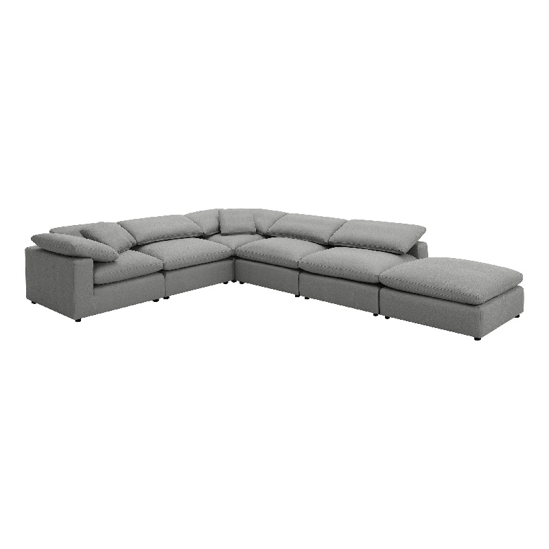 Pemberly Row 6 Piece Modular Sectional Sofa in Classic Gray Boucle