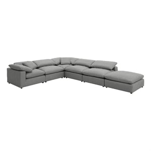 Pemberly Row 6 Piece Modular Sectional Sofa in Classic Gray Boucle