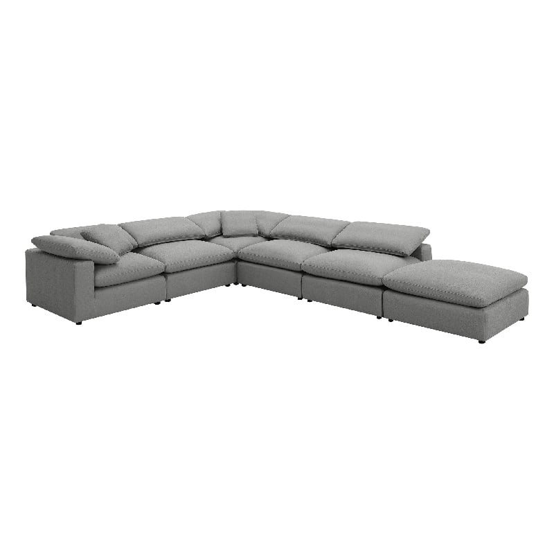 Pemberly Row 6 Piece Modular Sectional Sofa in Classic Gray Boucle
