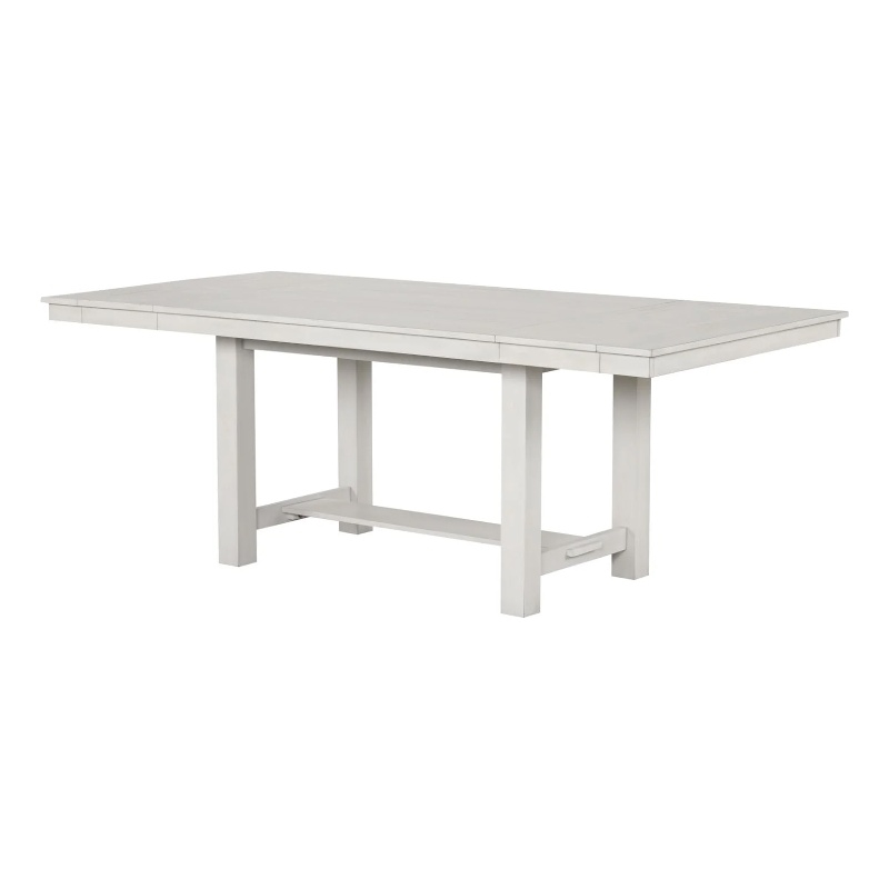 Pemberly Row Extendable Farmhouse Dining Table 60-84 Inch in Rustic White Oak