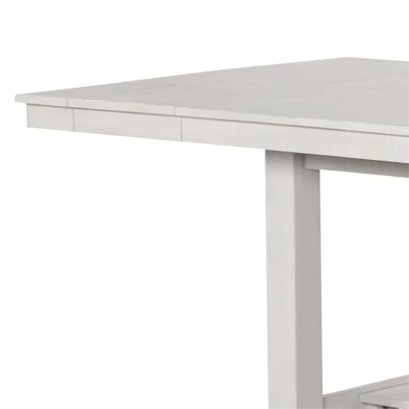 Pemberly Row Extendable Farmhouse Dining Table 60-84 Inch in Rustic White Oak