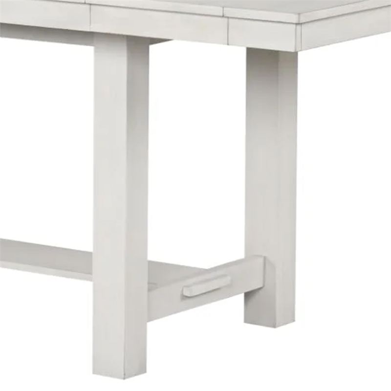 Pemberly Row Extendable Farmhouse Dining Table 60-84 Inch in Rustic White Oak