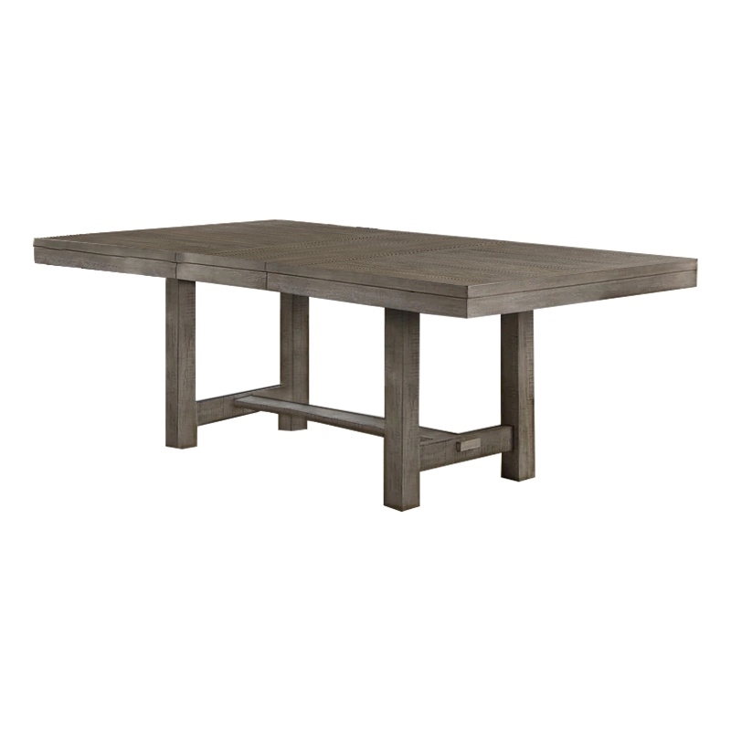 Pemberly Row 66-84 Inch Extendable Dining Table with Trestle Base in Gray