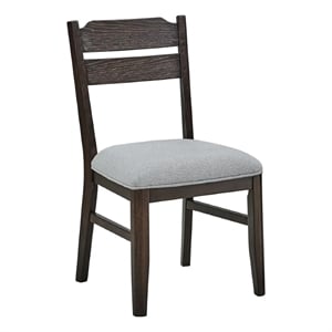 Pemberly Row Set of 2 Dining Chairs with Curved Back in Dove Gray and Oak
