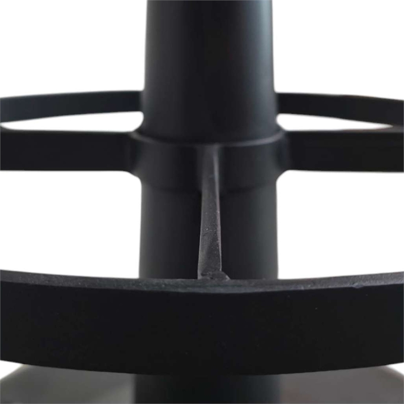 Pemberly Row Counter Height Stool with Round Black Leather Seat and Iron Base