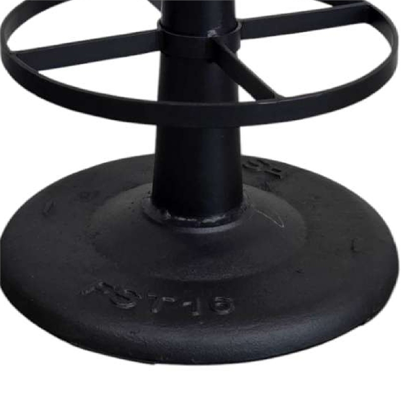 Pemberly Row Counter Height Stool with Round Black Leather Seat and Iron Base