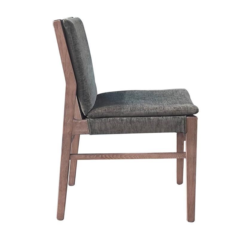 Pemberly Row Set of 2 Dining Chairs in Gray Fabric and Espresso Brown Wood