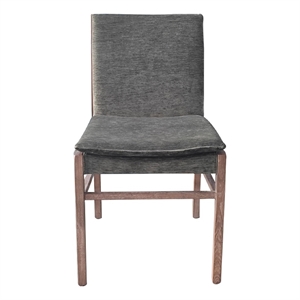 Pemberly Row Set of 2 Dining Chairs in Gray Fabric and Espresso Brown Wood