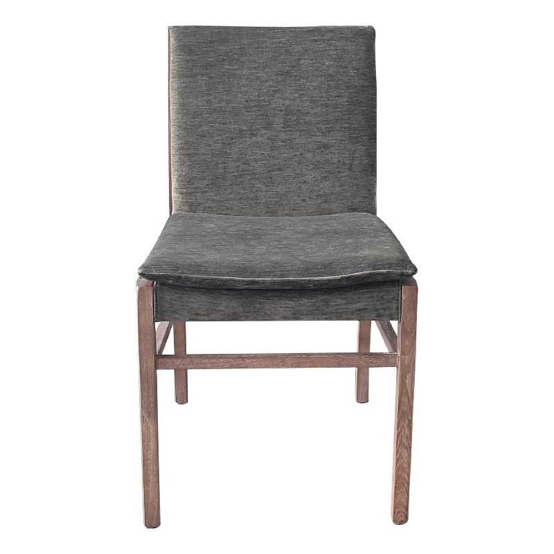 Pemberly Row Set of 2 Dining Chairs in Gray Fabric and Espresso Brown Wood