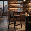 Pemberly Row Barstool Chair with Curved Back in Black Birch Wood