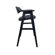 Pemberly Row Barstool Chair with Curved Back in Black Birch Wood