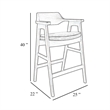 Pemberly Row Barstool Chair with Curved Back in Black Birch Wood