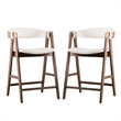 Pemberly Row Set of 2 Counter Stools in Walnut Brown with Beige Boucle