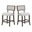 Pemberly Row Set of 2 Counter Stools in Dark Walnut Brown with Gray Fabric