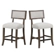 Pemberly Row Set of 2 Counter Stools in Dark Walnut Brown with Gray Fabric