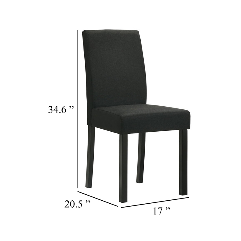 Pemberly Row Set of 4 Dining Chairs with Cushioned Seat in Black Wood