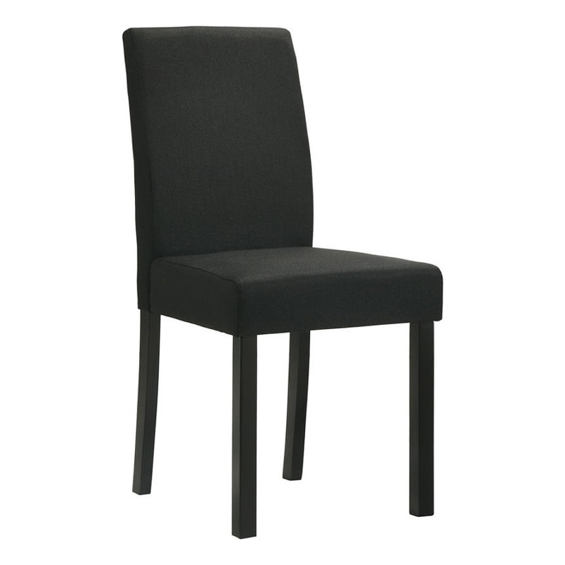Pemberly Row Set of 4 Dining Chairs with Cushioned Seat in Black Wood