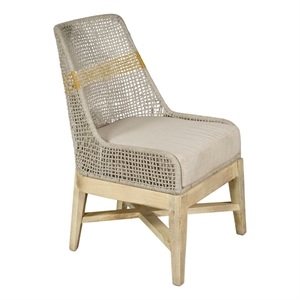 Pemberly Row Set of 2 Handcrafted Dining Chairs in Mango Wood with Rope Weaving