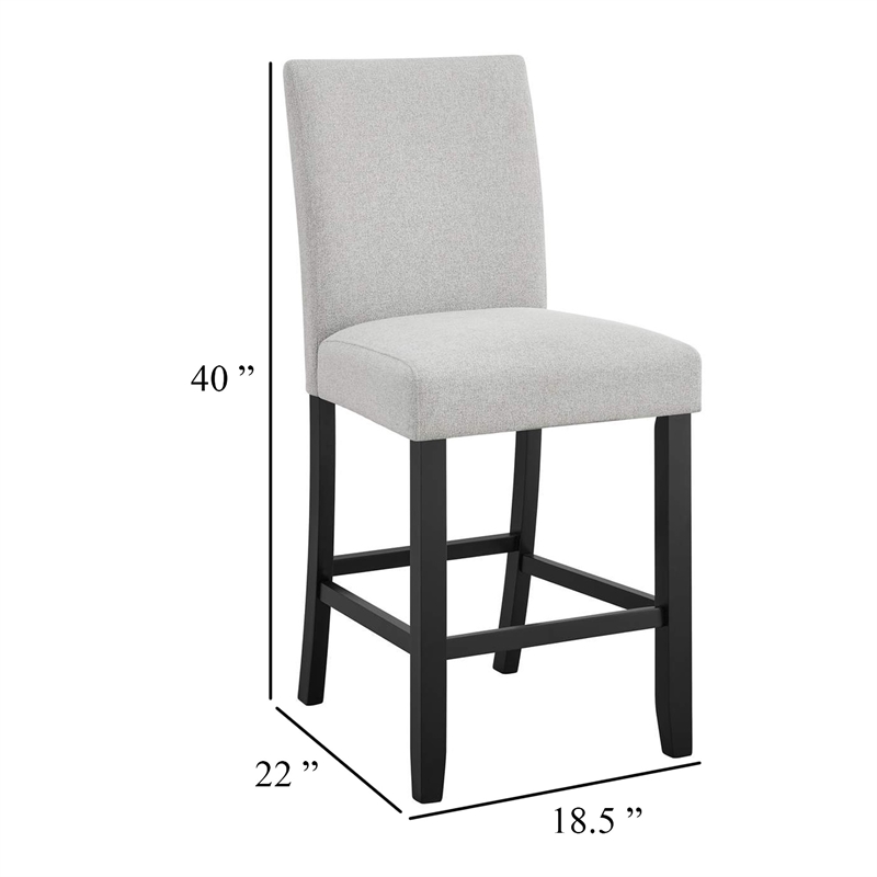 Pemberly Row Set of 2 Counter Height Chairs in Black Wood with Dove Gray Fabric