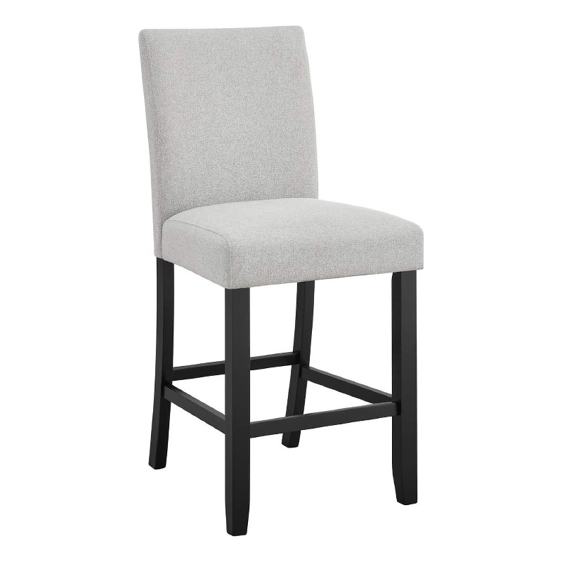 Pemberly Row Set of 2 Counter Height Chairs in Black Wood with Dove Gray Fabric