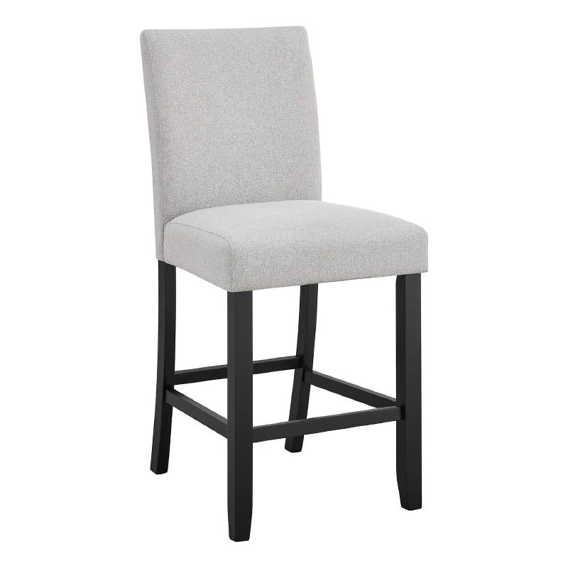 Pemberly Row Set of 2 Counter Height Chairs in Black Wood with Dove Gray Fabric