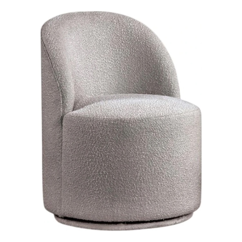 Pemberly Row Barrel Swivel Dining Chair in Gray Boucle Chenille