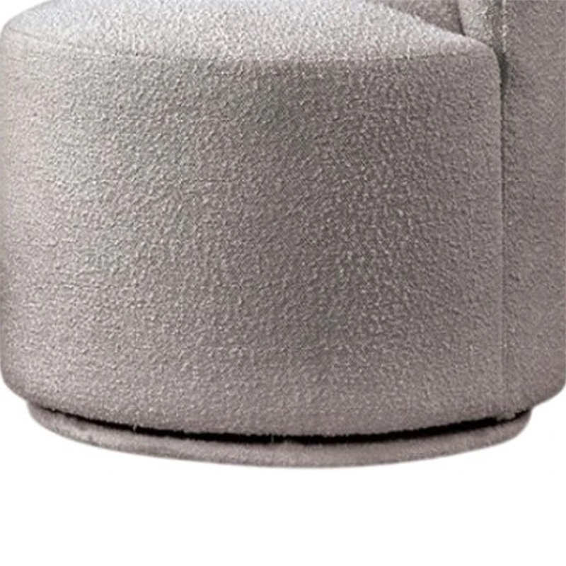 Pemberly Row Barrel Swivel Dining Chair in Gray Boucle Chenille