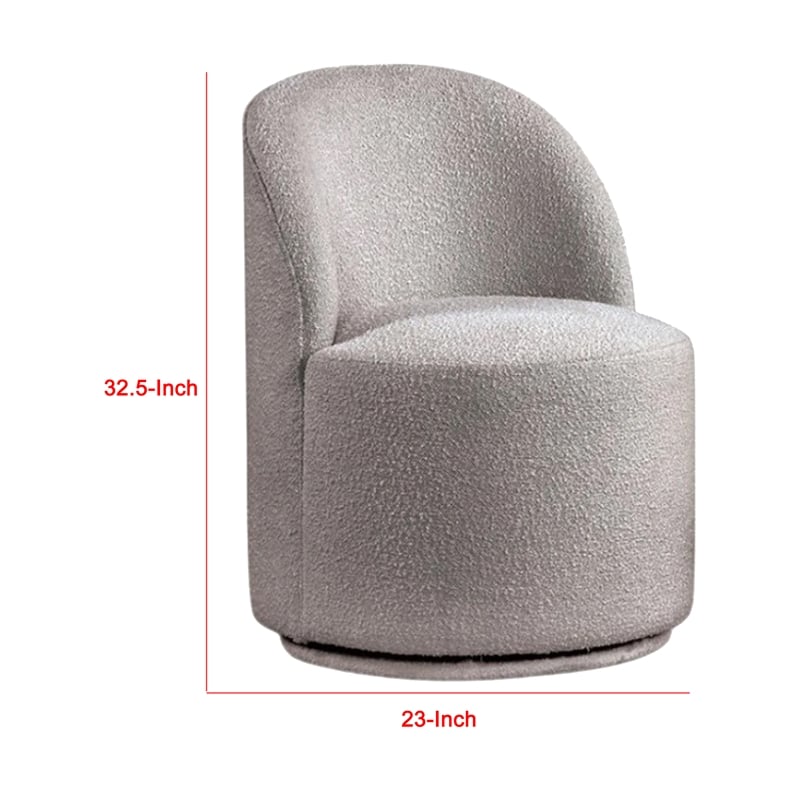 Pemberly Row Barrel Swivel Dining Chair in Gray Boucle Chenille