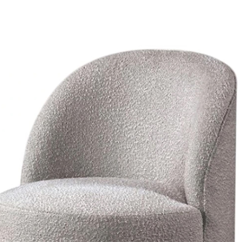 Pemberly Row Barrel Swivel Dining Chair in Gray Boucle Chenille