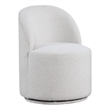Pemberly Row Barrel Swivel Dining Chair in White Boucle Chenille