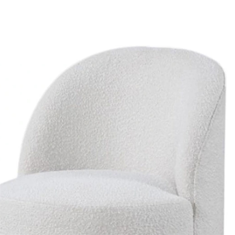 Pemberly Row Barrel Swivel Dining Chair in White Boucle Chenille