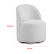 Pemberly Row Barrel Swivel Dining Chair in White Boucle Chenille