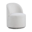 Pemberly Row Barrel Swivel Dining Chair in White Boucle Chenille