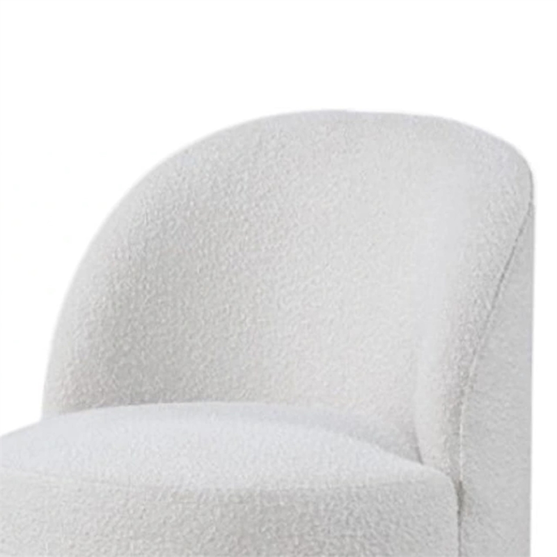 Pemberly Row Barrel Swivel Dining Chair in White Boucle Chenille