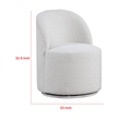 Pemberly Row Barrel Swivel Dining Chair in White Boucle Chenille