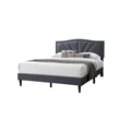 Pemberly Row Full Platform Bed with Padded Headboard in Charcoal Gray