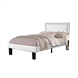 Pemberly Row Twin Bed with Tufted Faux Leather Headboard in White