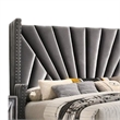 Pemberly Row Queen Size Bed with Wingback Headboard in Gray Fabric