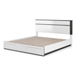Pemberly Row King Size Bed with Panel Headboard and Storage Drawers in White