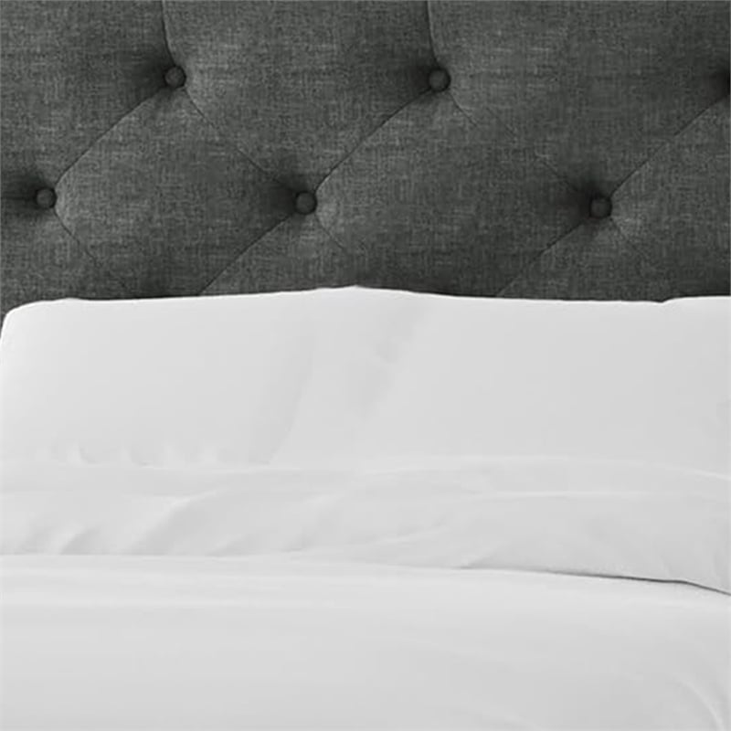 Pemberly Row Twin Size Bed with Tufted Headboard and Storage in Dark Gray