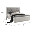 Pemberly Row Queen Bed in Gray Chevron Satin with LED Headboard