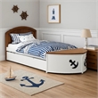 Pemberly Row Twin Captain Bed with Trundle in White and Oak Brown