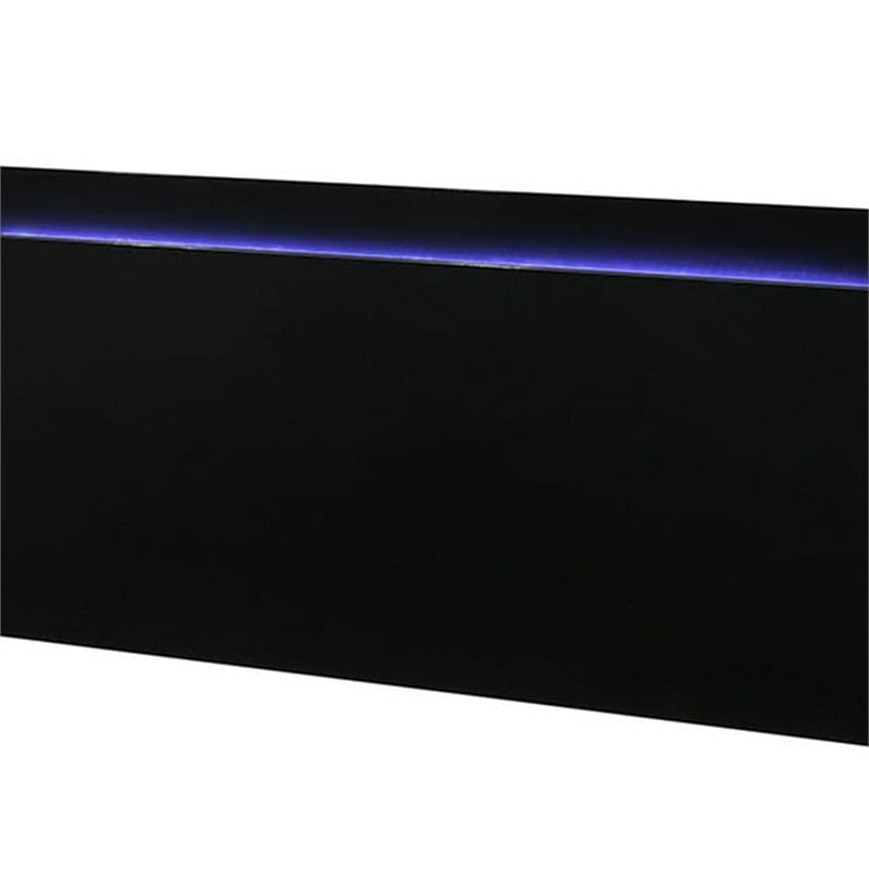 Pemberly Row King Size Bed with LED Headboard in Piano Black
