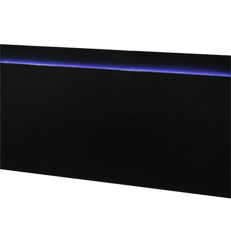Pemberly Row Queen Size Bed with LED Headboard in Piano Black