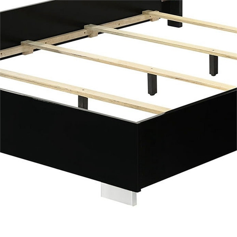 Pemberly Row Queen Size Bed with LED Headboard in Piano Black