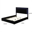 Pemberly Row Queen Size Bed with LED Headboard in Piano Black