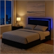Pemberly Row Queen Size Bed with LED Headboard in Piano Black