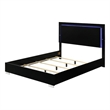 Pemberly Row Queen Size Bed with LED Headboard in Piano Black