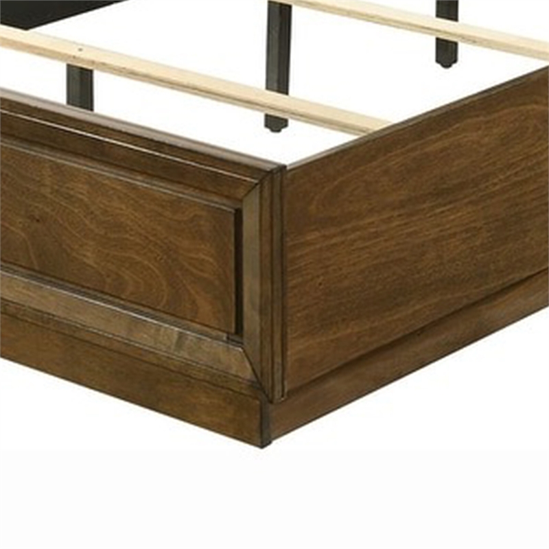 Pemberly Row Full Size Bed with Panel Headboard in Walnut Brown